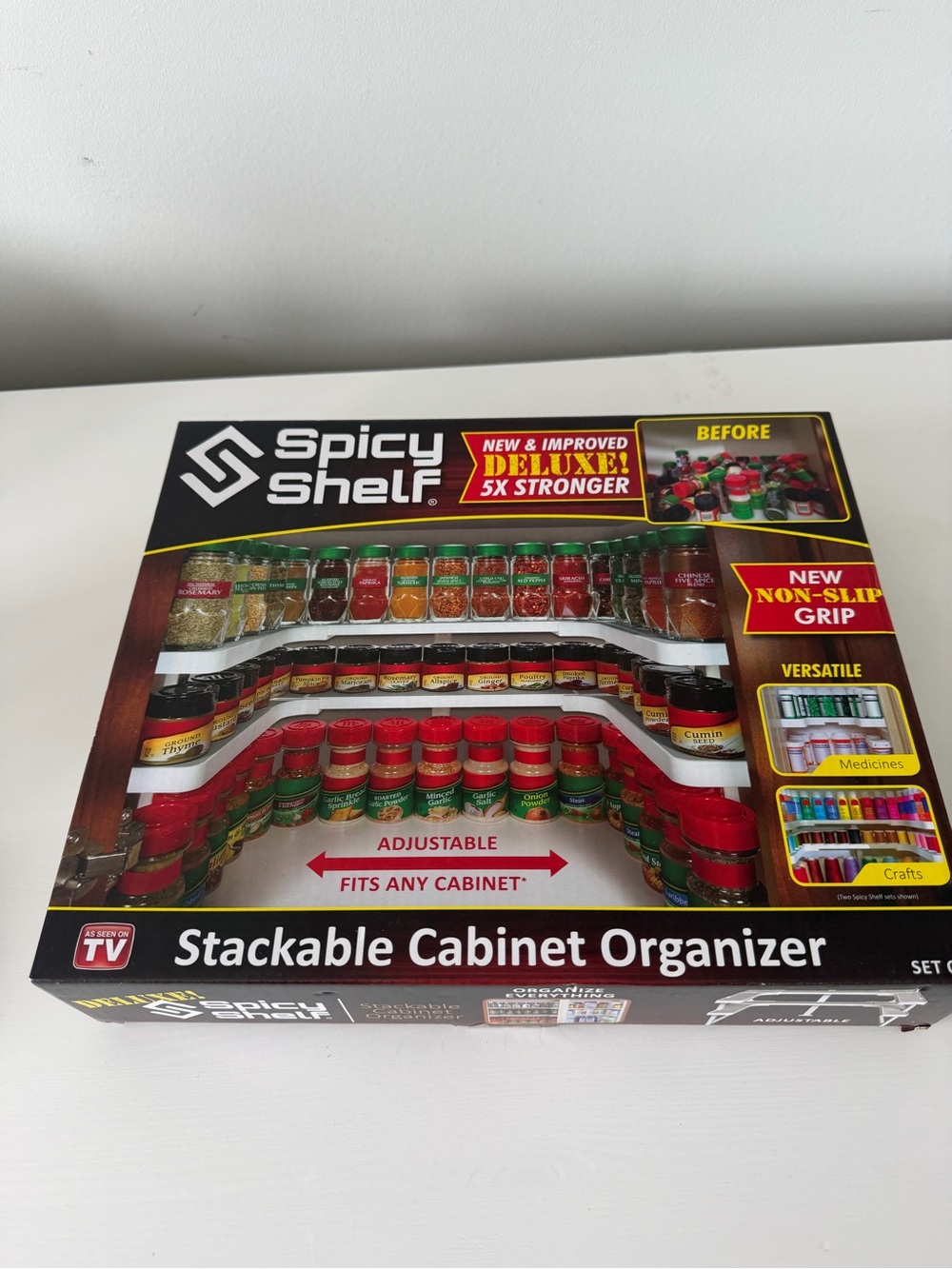 Spicy Shelf Stackable and Adjustable Cabinet Organizer - White
